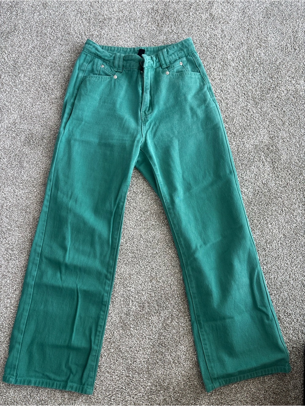 Wide-Leg Jeans in Teal Green XS